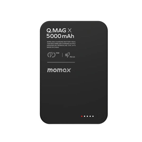 بطارية شحن متنقلة 5000 مللي أمبير Q.Mag X مغناطيسية لاسلكية من Momax | أسود بطارية شحن متنقلة 5000 مللي أمبير Q.Mag X مغناطيسية لاسلكية من Momax | أسود